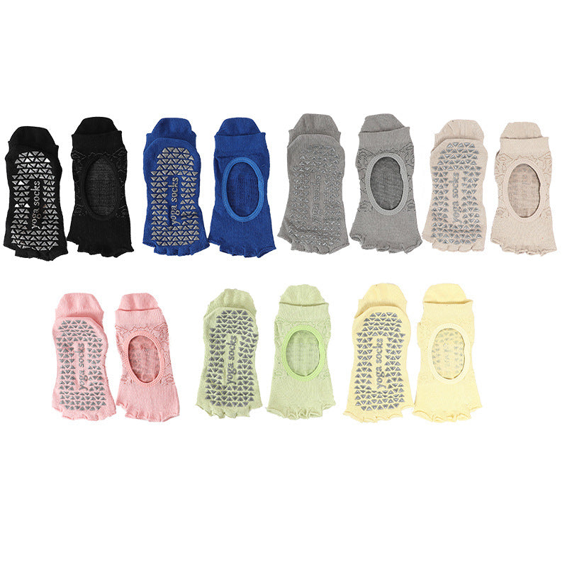 Non-Slip Five-Toe Open-Toe Yoga Socks for Women, 168N Cotton Pilates Socks, Breathable Summer Sports Socks