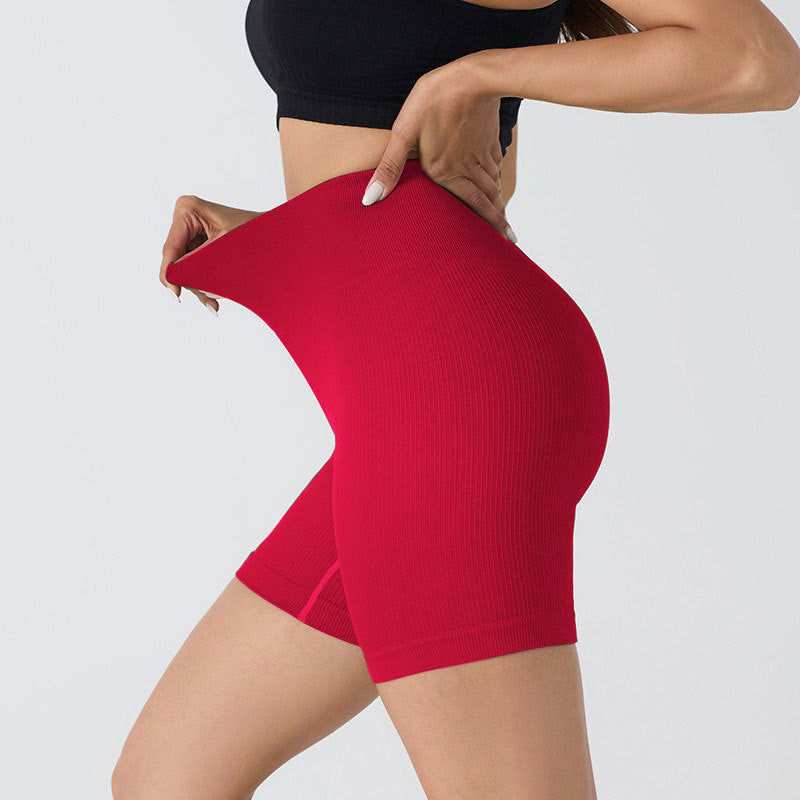 Threaded high waist seamless hip-lifting yoga shorts three-point anti-exposure sports fitness shorts peach hips without embarrassing lines