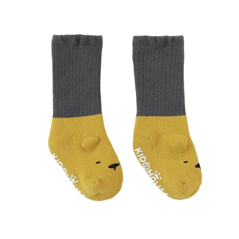 Cute Cartoon Non-Slip Baby Socks, Cotton Mid-Calf Toddler Socks for 0-6 Months