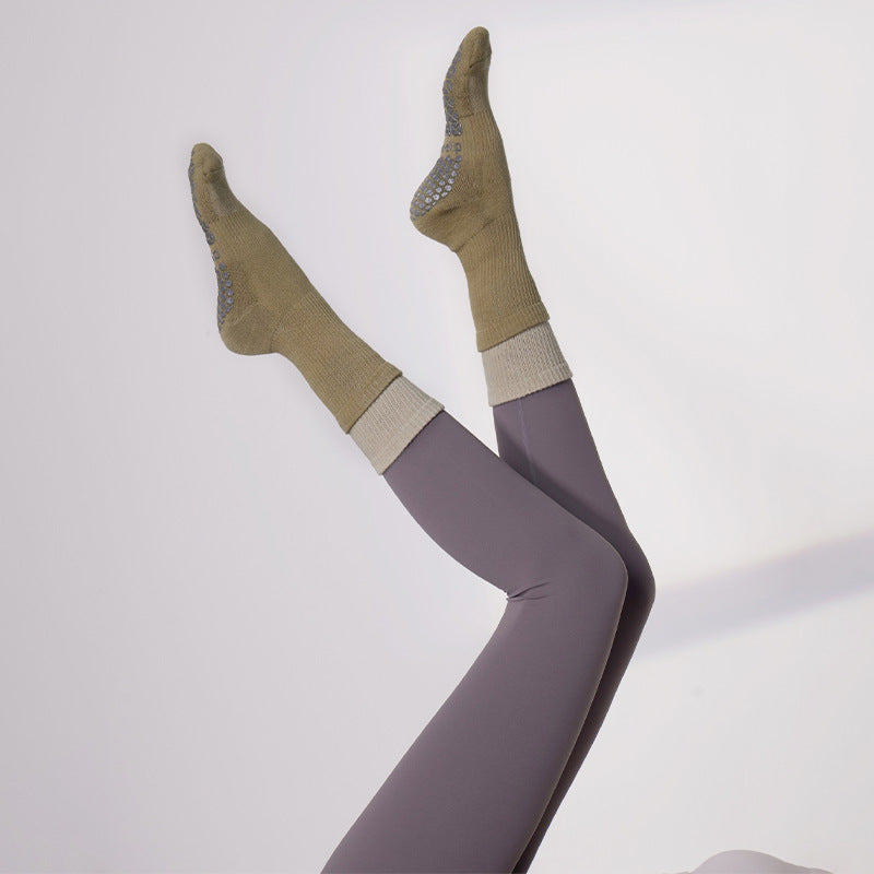 Women Non-Slip Compression Mid-Calf Pilates Yoga Socks