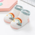 Cartoon Rainbow Non-Slip Boat Socks for Toddlers, Combed Cotton Low-Top Baby Socks (1-3Y)