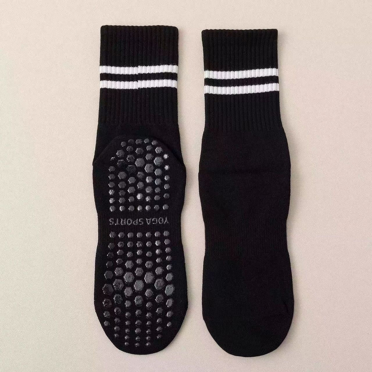 Non-Slip Yoga Socks for Women & Men, Mid-Calf Grip Socks for Pilates, Dance, Trampoline & Home Workouts