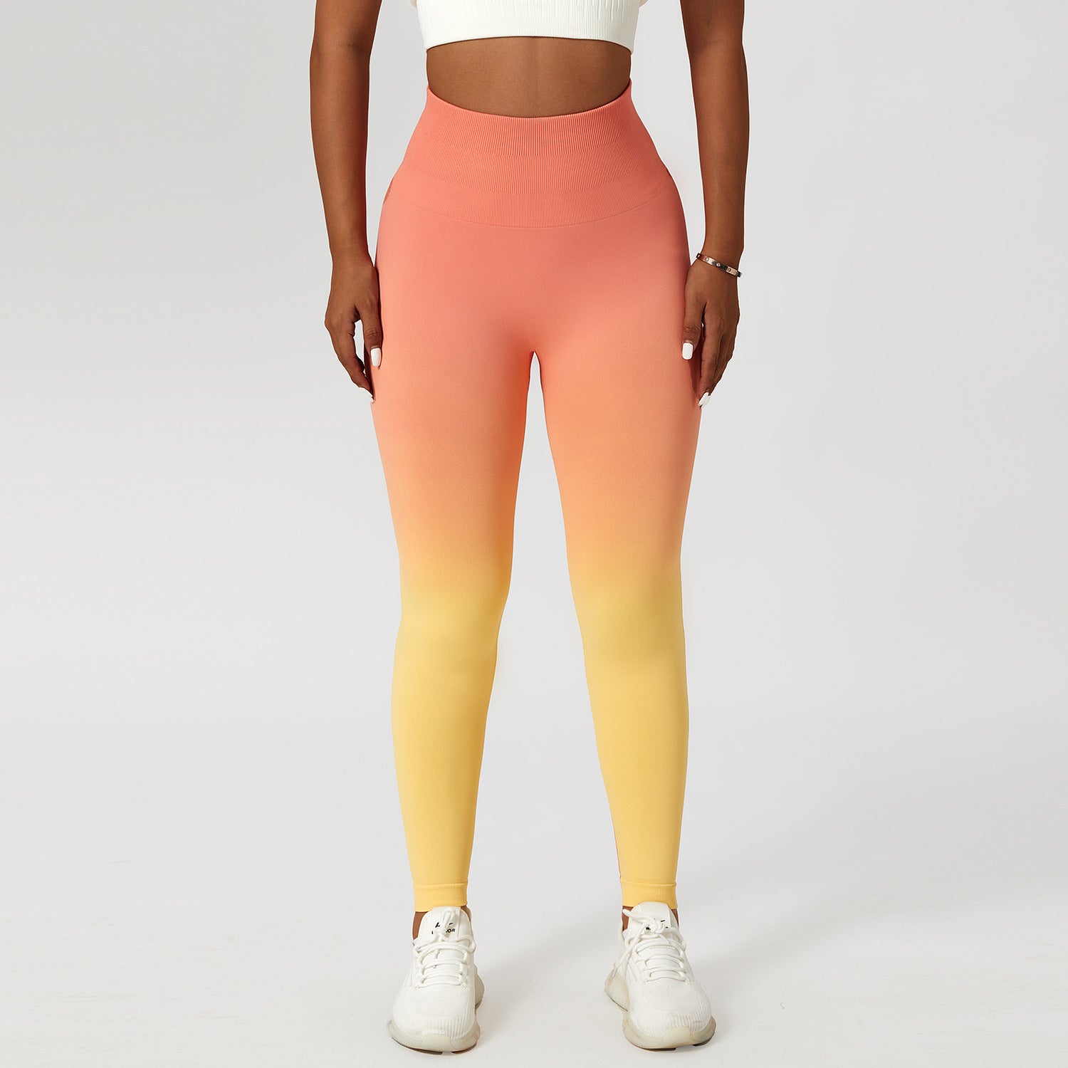 Gradient seamless European and American yoga pants women's hanging dyed peach hip-lifting sports leggings high waist tummy control running fitness pants