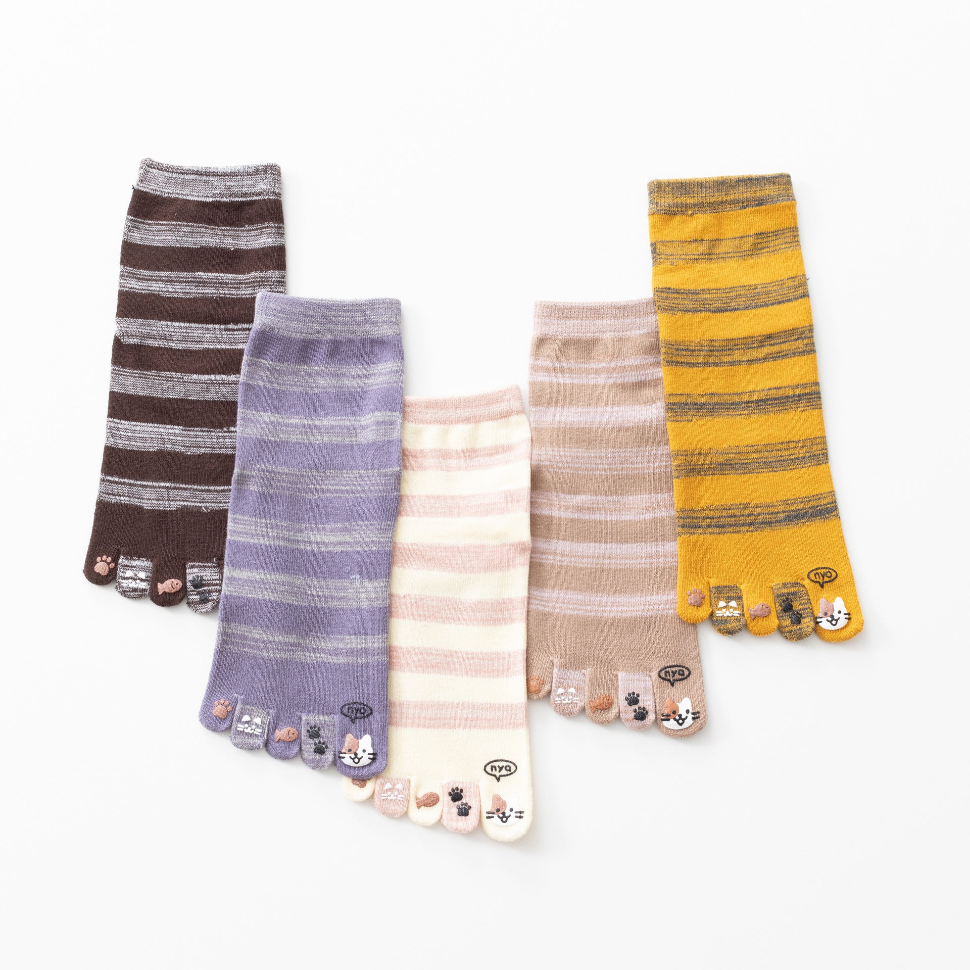 Women Striped Five-Toe Non-Slip Pilates Yoga Calf Socks