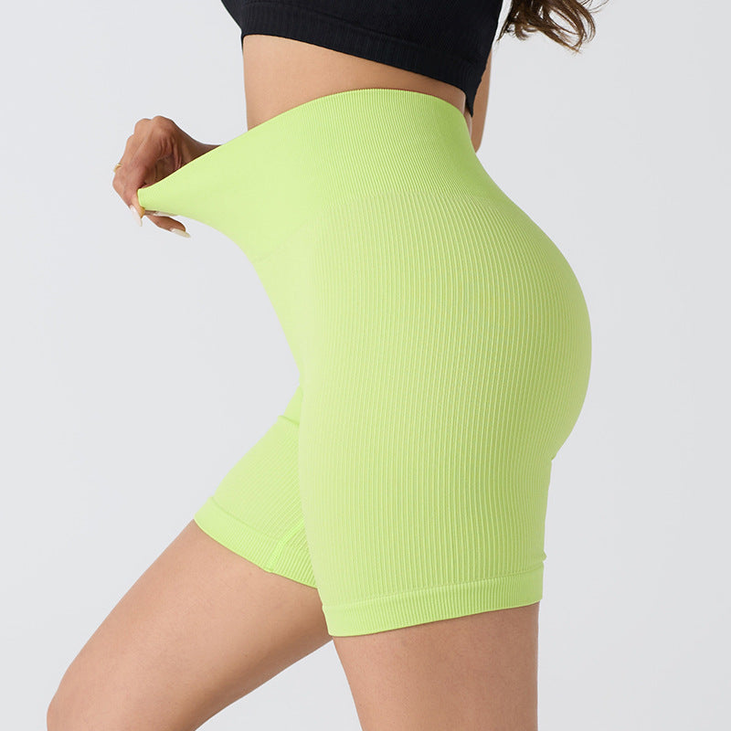 Threaded high waist seamless hip-lifting yoga shorts three-point anti-exposure sports fitness shorts peach hips without embarrassing lines