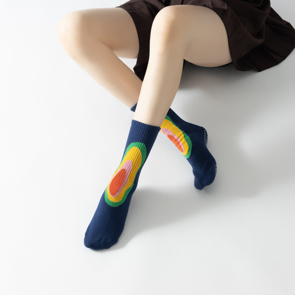 Anti-Slip Graffiti Yoga & Pilates Socks | Breathable Cotton Crew Socks