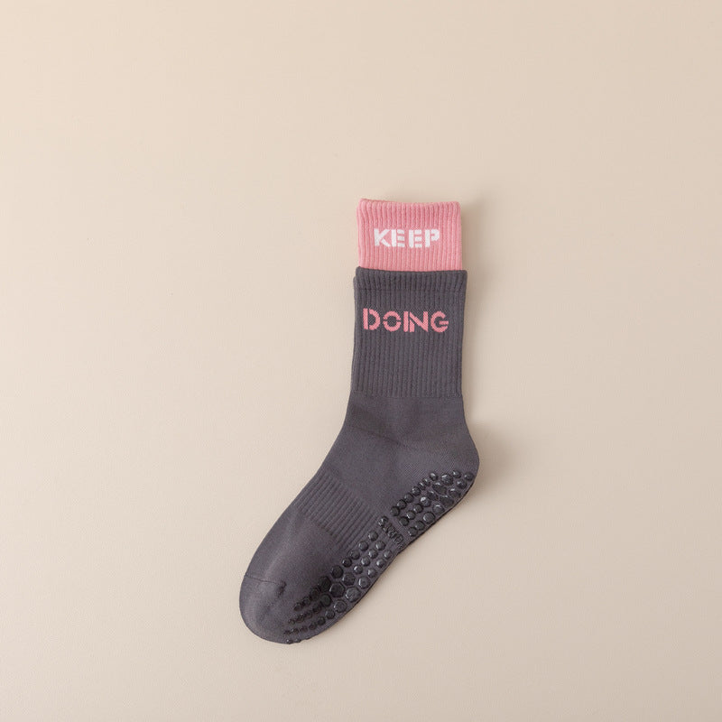 Ins Style Letter Print Yoga Socks | Non-Slip Cotton Grip Socks for Pilates