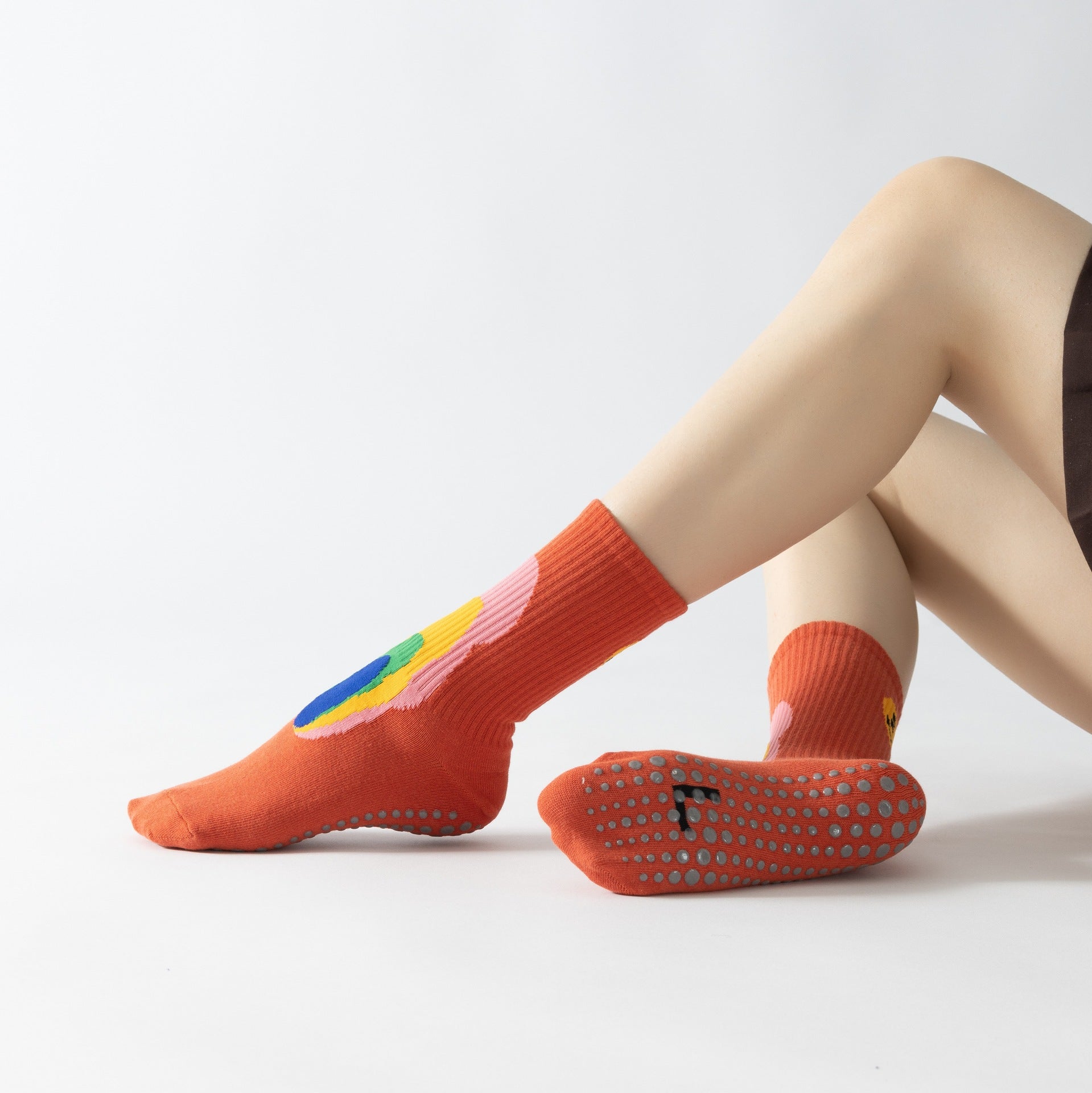 Anti-Slip Graffiti Yoga & Pilates Socks | Breathable Cotton Crew Socks