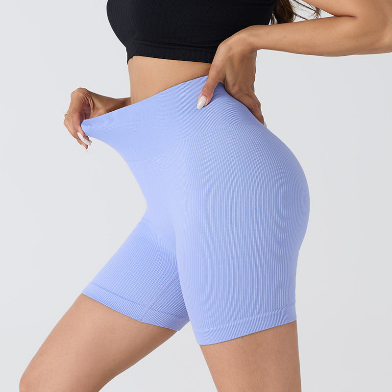 Threaded high waist seamless hip-lifting yoga shorts three-point anti-exposure sports fitness shorts peach hips without embarrassing lines