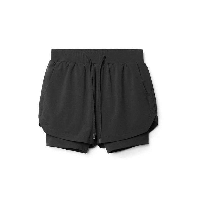 Crazy Muscle Men's Running Shorts Double Fake Two-Piece Sports Fitness Breathable Basketball Training American Jogging Pants