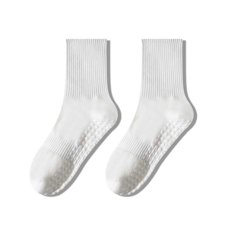 Non-Slip Mid-Calf Yoga Socks for Women, 200N Cotton Pilates Socks, Breathable Sweat-Absorbent Sports Socks