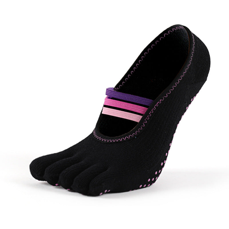 Professional Five-Toe Yoga Grip Socks | Anti-Slip Pilates Socks with Elastic Straps