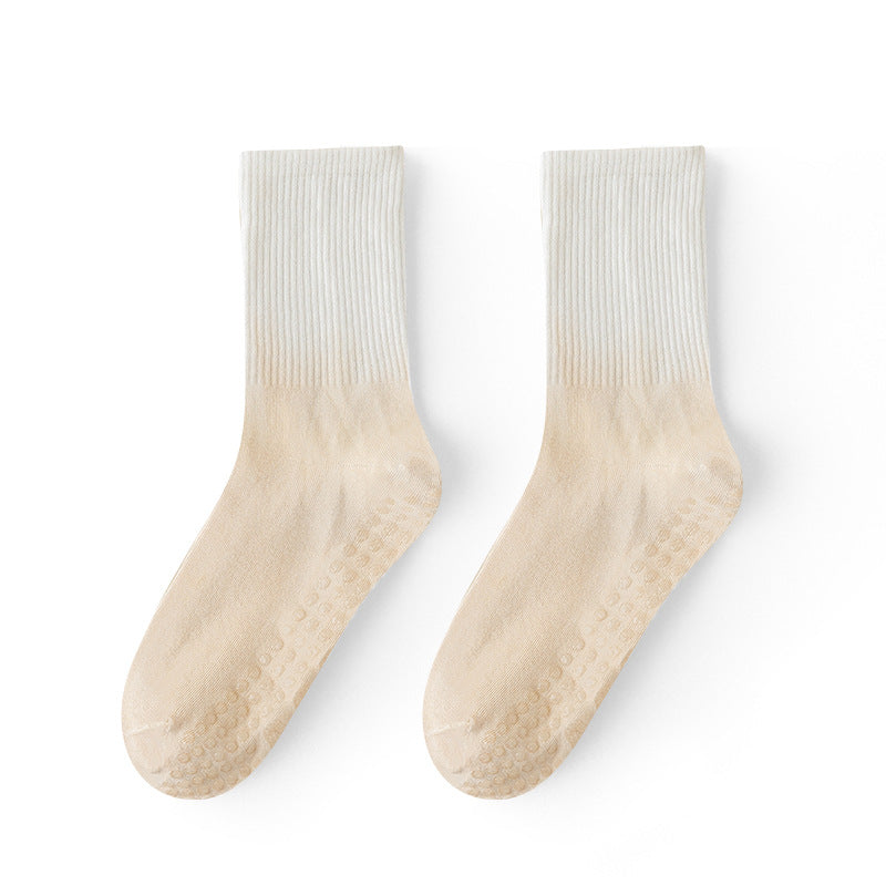 Dreamy Gradient Pastel Yoga Socks | Anti-Slip Breathable Cotton Crew Socks