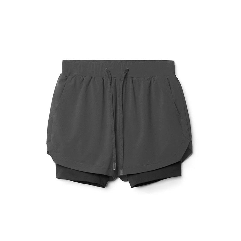 Crazy Muscle Men's Running Shorts Double Fake Two-Piece Sports Fitness Breathable Basketball Training American Jogging Pants