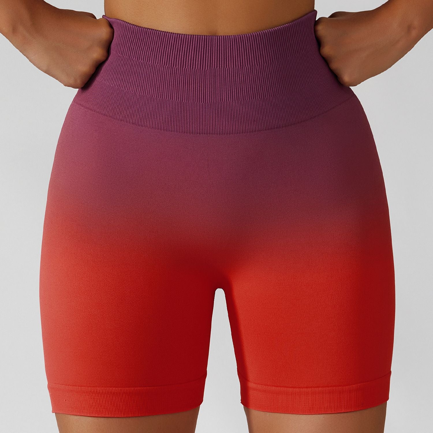 European and American Gradient Seamless Yoga Shorts Breathable Tight Sports Shorts Women's High Waist Elastic Butt Lifting Fitness Pants 6406