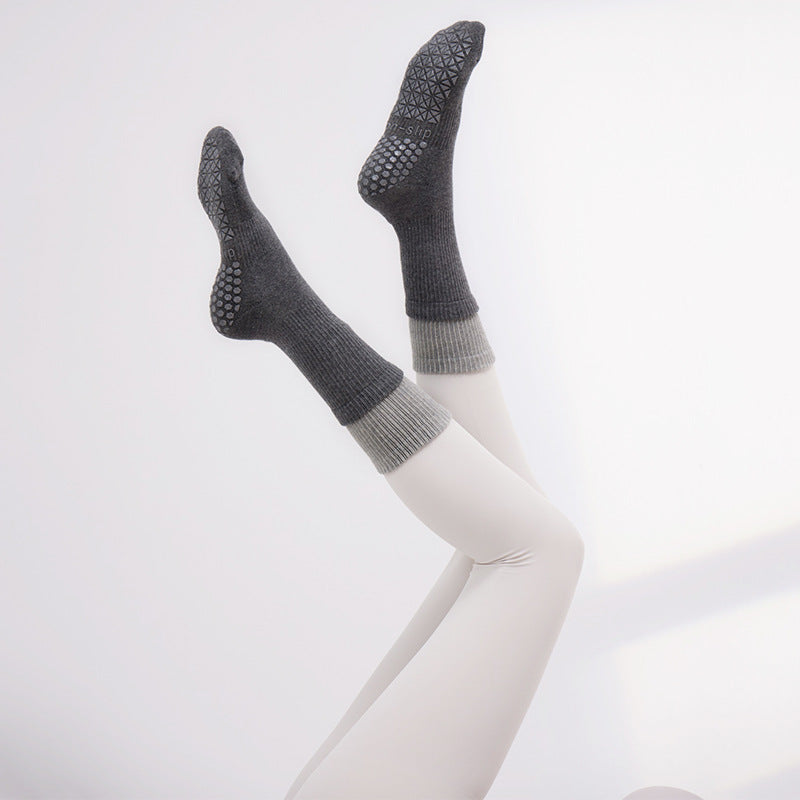 Women Non-Slip Compression Mid-Calf Pilates Yoga Socks