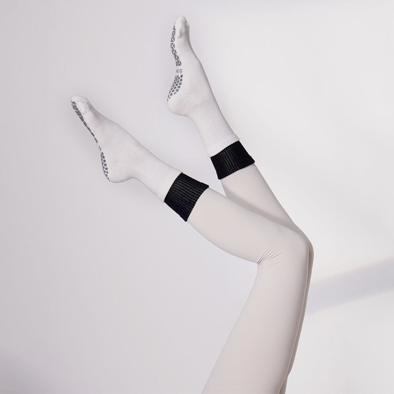 Women Non-Slip Compression Mid-Calf Pilates Yoga Socks