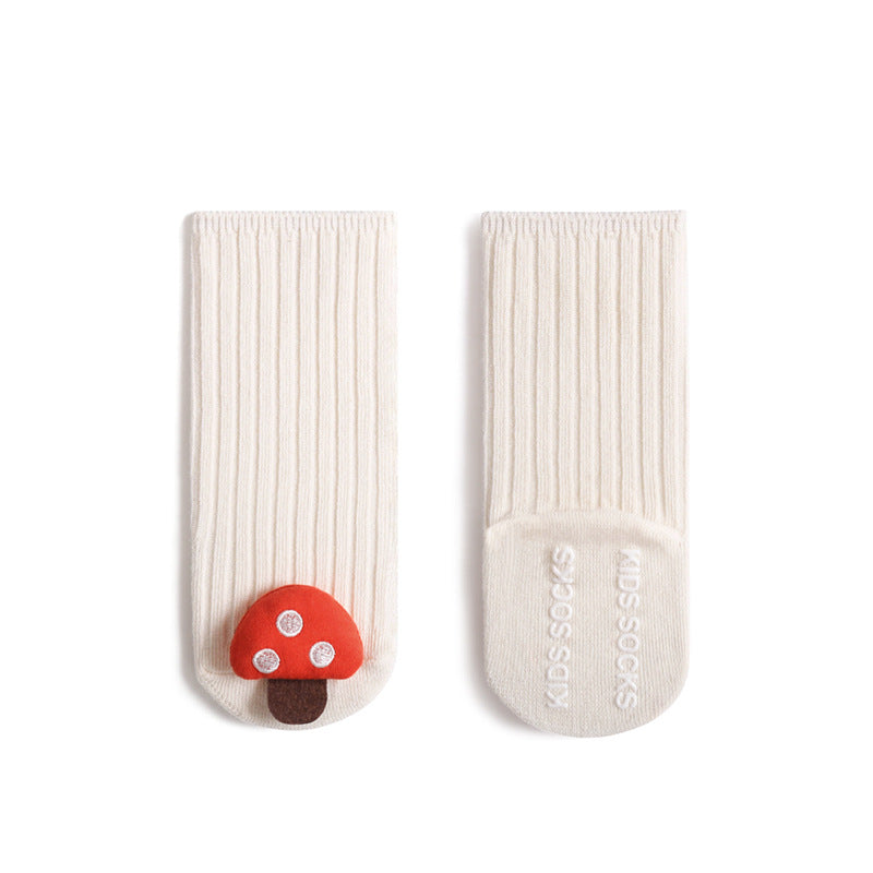 Cute Cartoon 3D Doll Mid-Calf Baby Socks, Combed Cotton Newborn Socks (0-6 Months)