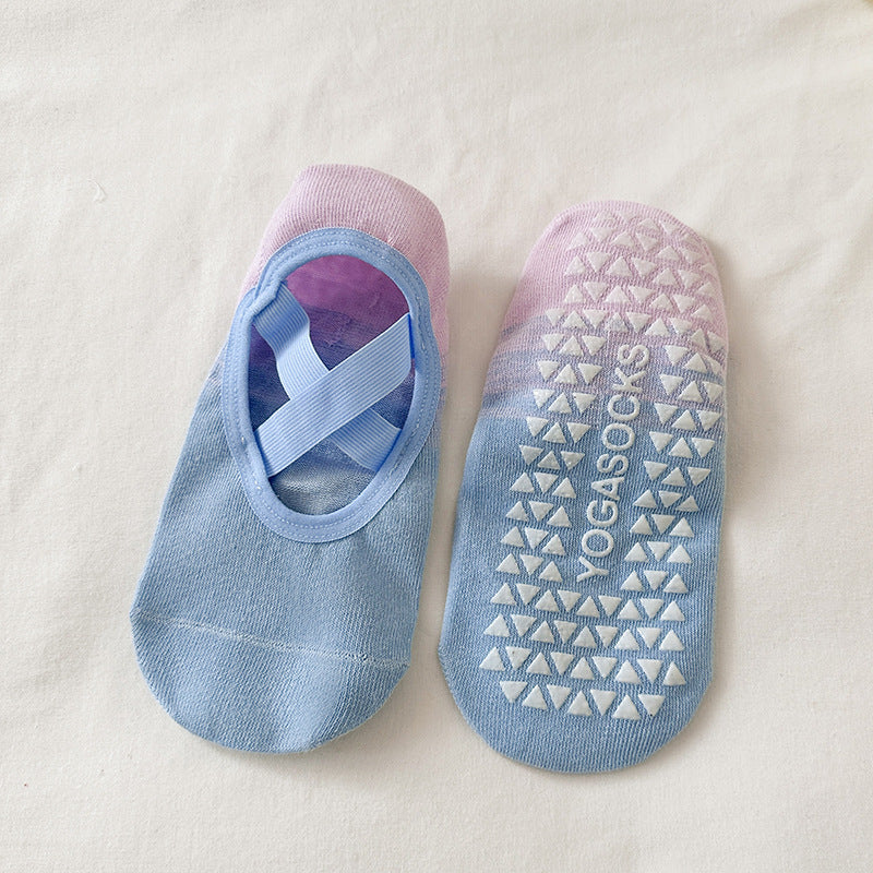 Gradient Non-Slip Yoga Socks for Women, Cross Strap Pilates Socks, Breathable Summer Thin Sports Fitness Socks
