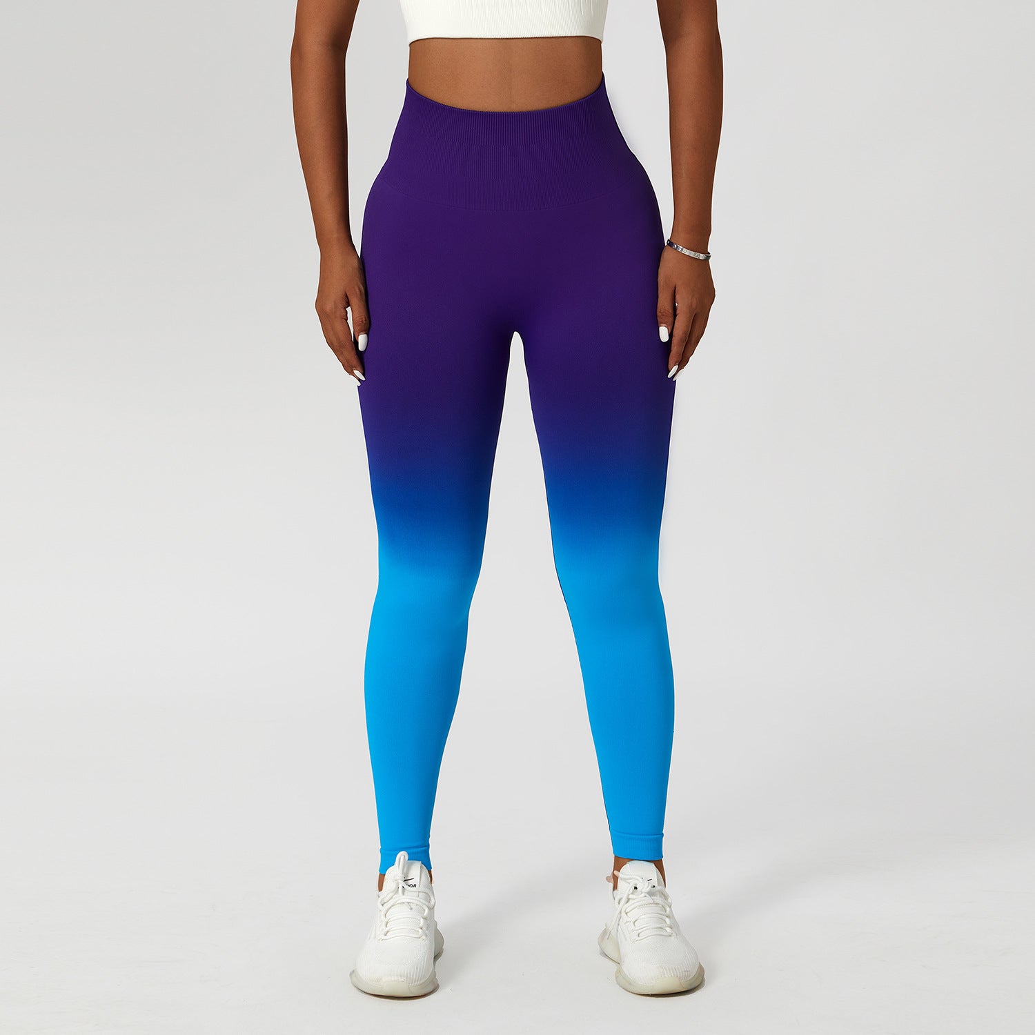 Gradient seamless European and American yoga pants women's hanging dyed peach hip-lifting sports leggings high waist tummy control running fitness pants