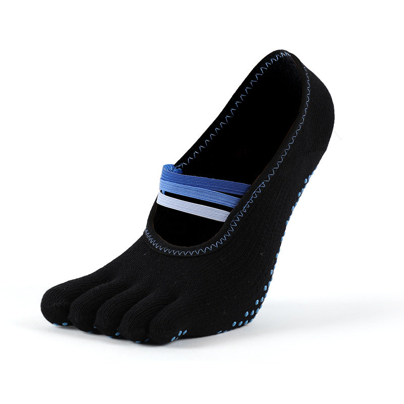 Professional Five-Toe Yoga Grip Socks | Anti-Slip Pilates Socks with Elastic Straps