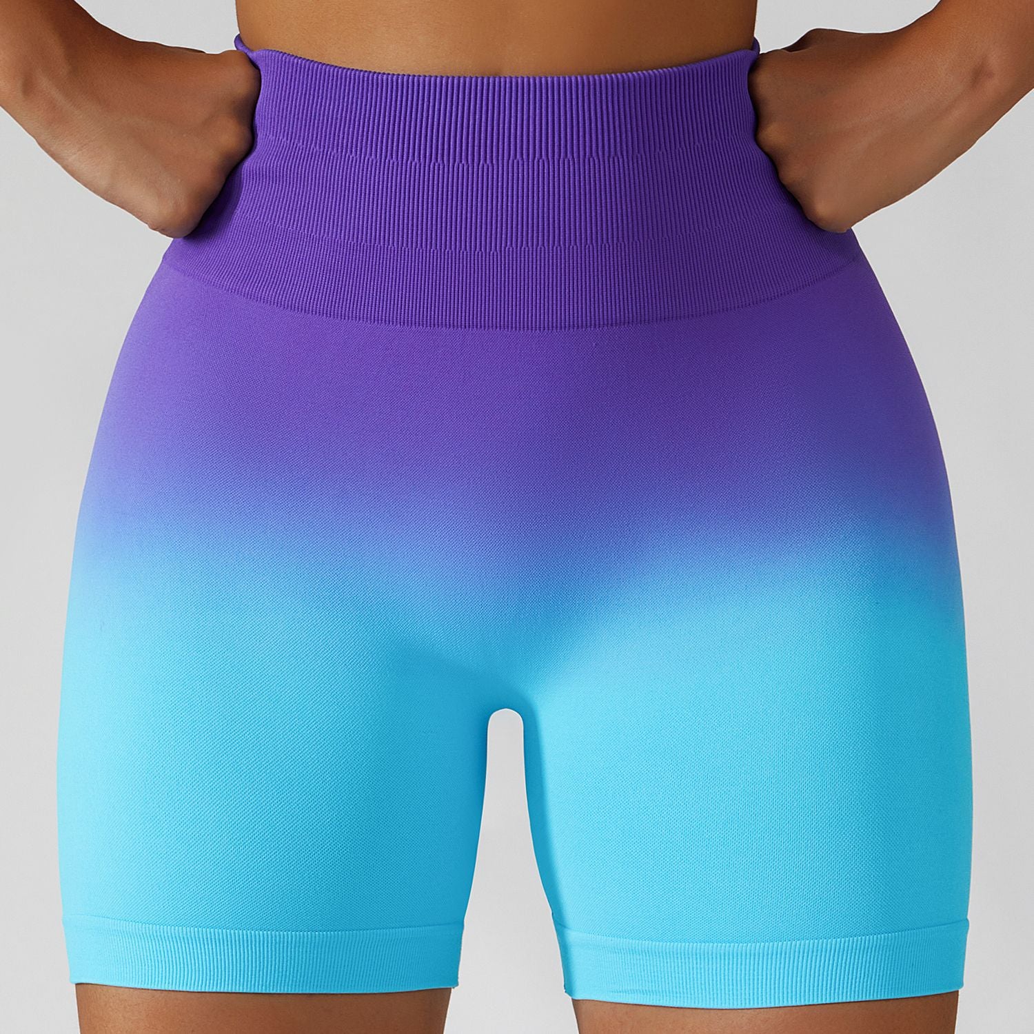 European and American Gradient Seamless Yoga Shorts Breathable Tight Sports Shorts Women's High Waist Elastic Butt Lifting Fitness Pants 6406
