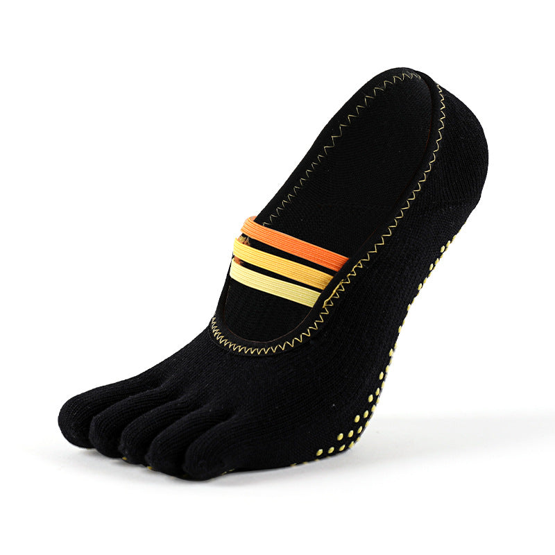 Professional Five-Toe Yoga Grip Socks | Anti-Slip Pilates Socks with Elastic Straps