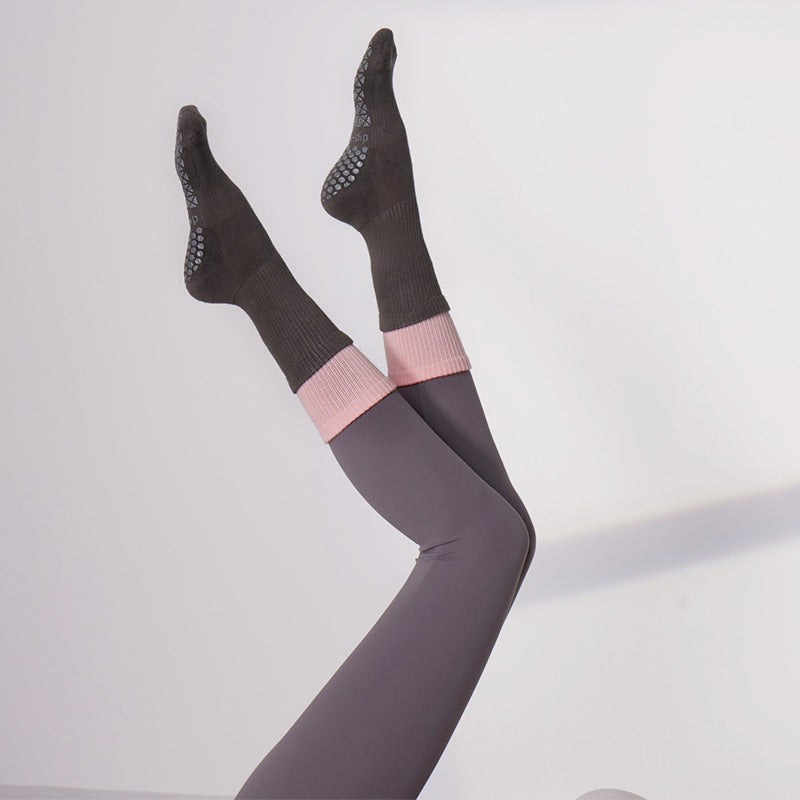 Women Non-Slip Compression Mid-Calf Pilates Yoga Socks