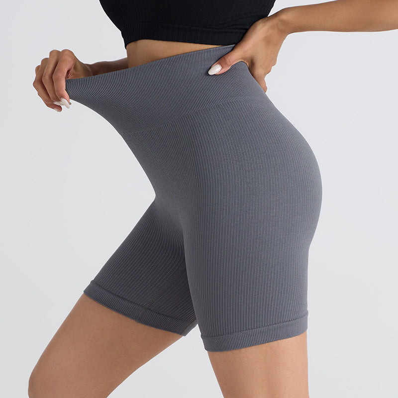 Threaded high waist seamless hip-lifting yoga shorts three-point anti-exposure sports fitness shorts peach hips without embarrassing lines