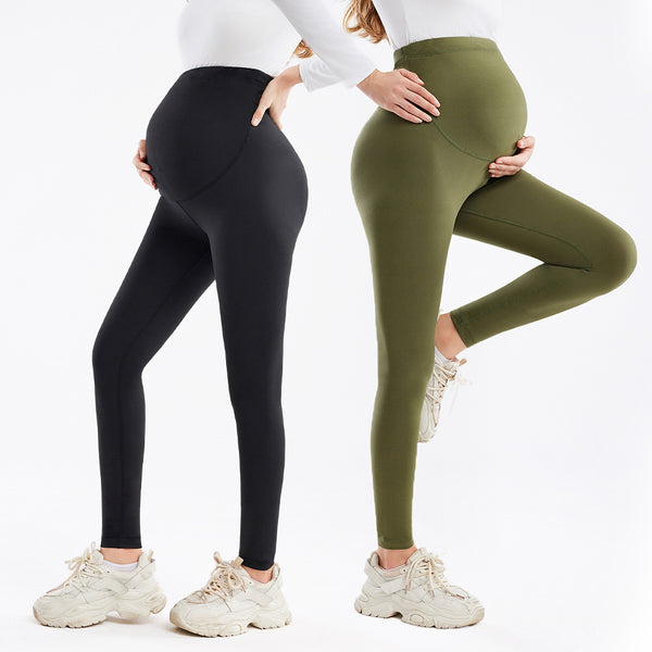 Soft Milk Silk High Waisted Pregnancy Leggings for Yoga Daily Wear