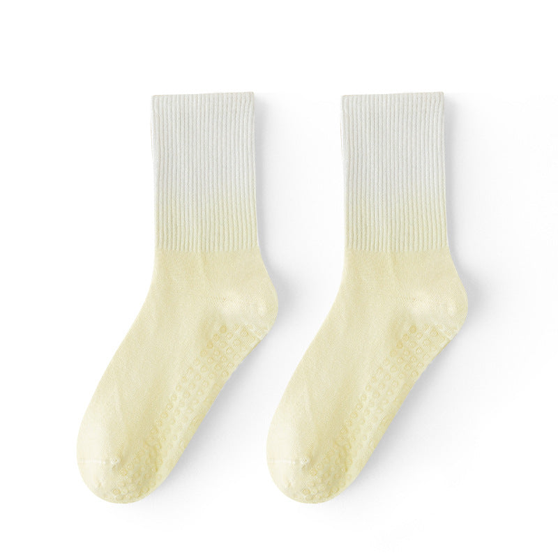 Dreamy Gradient Pastel Yoga Socks | Anti-Slip Breathable Cotton Crew Socks