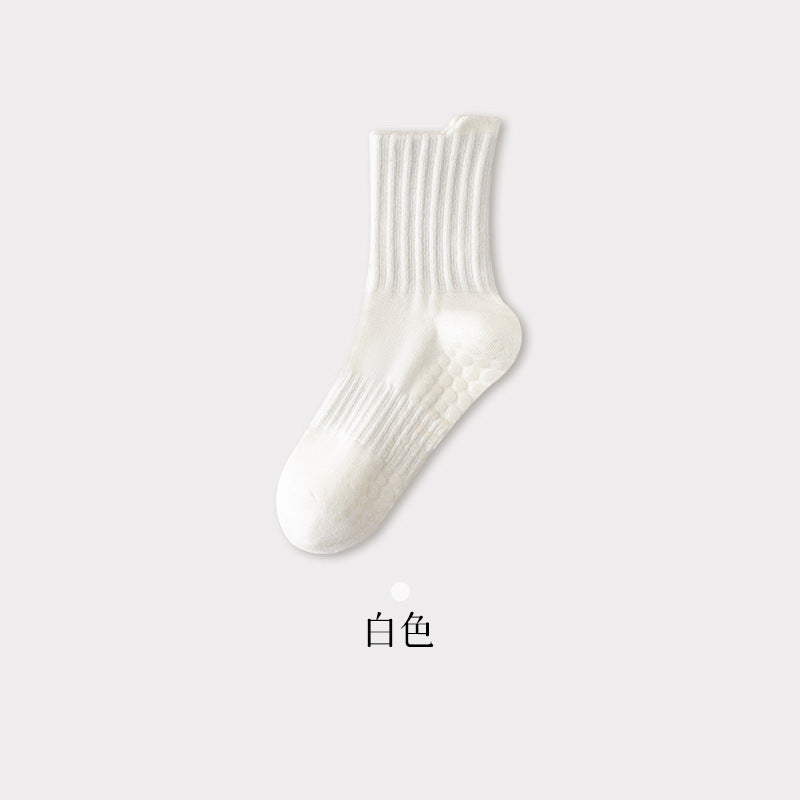 Men's Non-Slip Yoga Socks, Mid-Calf Cotton Grip Socks for Pilates, Fitness, Running & Indoor Workouts